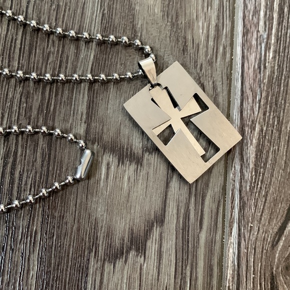 $5 add-on to any Bundle!!  
Metal cross cut-out pennant and chain - Picture 5 of 7